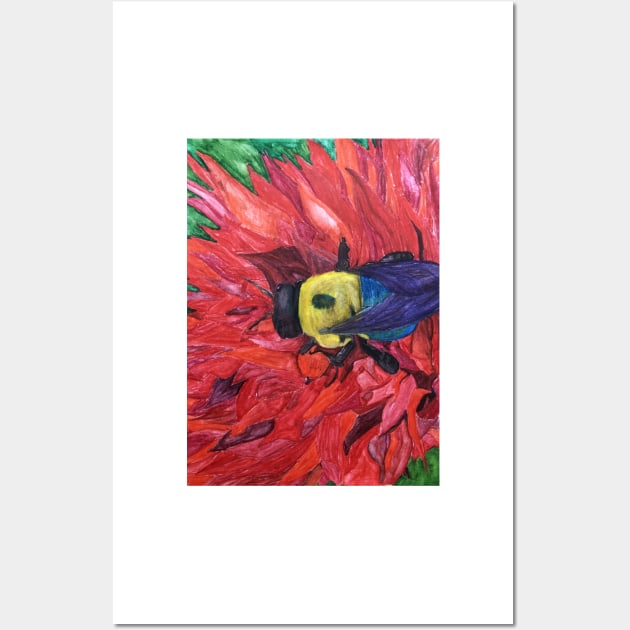 Bee on a Dahlia Wall Art by ElizaC